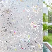 Volcanics Window Privacy Film Static Window Clings Vinyl 3D Decals Stickers Rainbow Window Film for Glass Door Home Heat Control Anti UV 17.5 x 78.7 Inches