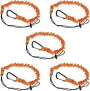 Runmind Tool Rope, Quick Release Shock-Absorbing Safe Tool Leakage extendable Bungee Jump Rope, with Carbine Clip and Adjustable Loop end, Working Limit Descent Protection Device, 5 Pieces