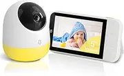Ellie Pro Baby Monitor with Camera and Audio,2K UHD Resolution,6000mAh Battery, Remote Pan-Tilt-5X Zoom, 2-Way Talk,No WiFi, Night Vision, Virtual Fence, Breathing Detection and 1000ft Range
