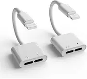 2Pack[Apple MFi Certified]Headphones Jack Adapter for Charging iPhone 7/8Plus/X/Xr/Xs/SE/11/12/Pro/Max/ipad Dongle Converter Charger Accessories Cables Audio Connector Earphone Dual Lightning Splitter