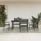 5 Piece Garden Dining Set Black Steel Textilene Outdoor Furniture Patio Ta 00720