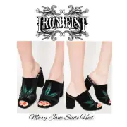 NIB Iron Fist Sz7 Mary Jane Sequined Suede Slide Heel