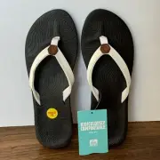 REEF Women’s Zen Love Flip Flops Size 10 White & Brown Thong Sandals NEW