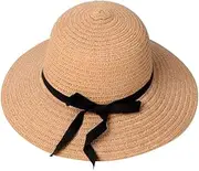 [Ｗoowayo] Sun Hat Womens Summer Sun Hats Women Girl Straw Hat Ribbon Bow Beach Hat Casual Straw Panama Hat Feminino Outdoor C