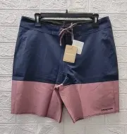 New Patagonia Hydropeak Board Shorts Blue/Mauve Size 32