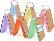 Koogel Index Flash Cards with Ring, 2.2 x 3.5 Inch, 300 Count, Blank Flash Card, 9 Assorted Neon Colors, Kraft Paper Cover, Portable Notecards for Study School Supplies College Essentials Note Taking