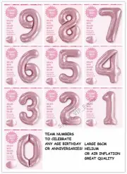 LARGE LIGHT PINK FOIL NUMBER BALLOON 86CM BIRTHDAY PARTY HELIUM 1ST 2ND 18TH