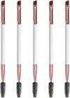 Duo Eyebrow and Eyelash Brush - Spoolie and Angled Brow Brush for Eye Makeup (5P