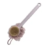 Long Handled Double-Sided Bath Brush Bath Towel Sharpened Hair Bath Ball Brush(Purple��