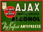 Ajax Alcohol Antifreeze 9" x 12" Metal Sign