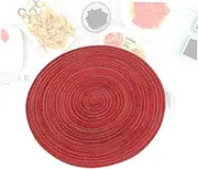 KICHOUSE Round Placemat Cup Pad Placemats Round Table Mat Western Food Pad Dining Bench Cushion Circle Placemats Woven Placemat Cotton Linen Placemat A266 to Weave Red Coaster