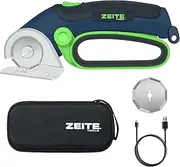 [Zeite] 4V Cordless Electric Scissors,Cardboard Cutter with 2 Blades,Storage Box,USB Charging Cable,Power Rotary Cutter,Max Cutting 1/4",for Cardboard Box,Thin Carpet & Plastic, Easy to Hold and Safe