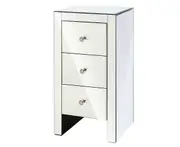 Mirrored Bedside Table Drawers Furniture Mirror Glass Quenn Silver