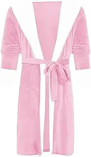 [Generic] Sexy Pajamas for Women Plus Size Plush Long Bathrobe Sleeved Women Home Clothes Winter Shawl Lengthened Robe Coat Women's Sleepwear Women Sleepwear Satin Pink