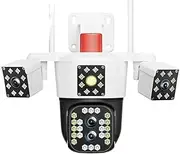 8K 16MP WiFi Security Camera Four Len Three Screens 10X Zoom Auto Tracking Waterproof 9MP PTZ Cameras Outdoor Video Surveillance(U/S,9MP Add 128G)