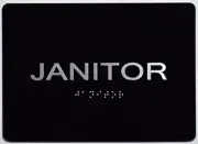 Janitor Sign With Braille and Raised Letter(Aluminum Silver,5x7) Sensation line