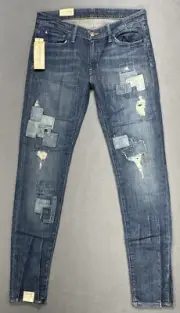 Ralph Lauren Denim & Supply Jeans Women 29x33 Blue Low Slim Patchwork Boho Denim