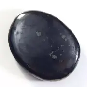 Polished Shungite, Small "Pillow" Palm Stone, Thin Flat Smooth Stone (SHU317)