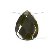 Smoky Quartz Flat Briolette Pendant Beads 22x30 #78098