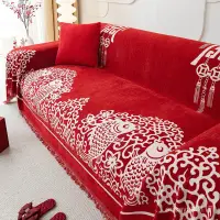 在飛比找蝦皮購物優惠-網紅ins風沙發蓋巾四季通用現代簡約紅色全包高檔雙人貴妃沙發