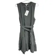 New Splendid Hudson Flounce Sleeveless Dress in Soft Vintage Olive Branch Green