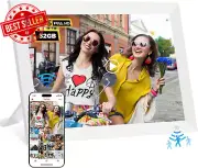 32GB Frameo 10.1" Wifi Digital Photo Frame, IPS Touch Screen,Motion Sensor,White
