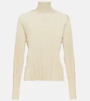 [The Row] The Row Daxy linen and silk turtleneck top AU 14 white