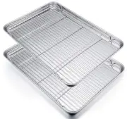 Checkered Chef Baking Sheets for Oven - Half Sheet Pan with Stainless Steel Wire