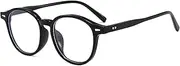 LJCZKA Round Blue Light Filter Glasses Women Men Retro Round Computer Glasses Without Prescription Anti-fatigue Fashion for PC, TV and Mobile Phone, black, Einheitsgröße