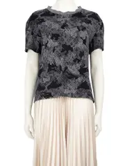 Navy Camo Monogram Jacquard Top