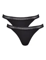 [Sloggi] Go Ribbed Tanga Brief 2 Pack in Black