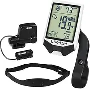 Cadence Heart Rate Monitor, Cycling Wireless Computer with Heart Rate Sensor Multifunctional Rainproof Cycling Computer with Backlight LCD (Color : White)