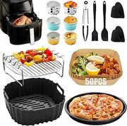 Airfryer Silicone Mould Hot Air Fryer Accessories for Russell Hobbs 4L/Philips Airfryer 2000 Series 4.2L, Air Fryer Silicone Insert Baking Mould for Hot Air Fryer, Reusable Airfryer Accessories