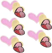 OFFIGAM 15pcs Heart Shape Applique Patches Iron Sequins for Clothing Bags Hats and DIY Crafts Decorative Accessories for Unique Fashion Style