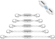 5Pcs Silver Magnetic Necklace Extender, Magnetic Necklace Clasps and Closures wi