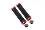 Red Double Locking Handlebar Grips for Mountain Bike Cycle Bicycle MTB BMX