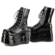 Bear 265 Black Patent Goth Platform Cyber Punk Rock Boots