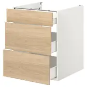 ENHET base cb w 3 drawers, white/oak effect, 60x62x75 cm