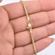 2.2mm Pave Wheat Franco Anklet with Lobster Lock Real 10K Yellow White Gold