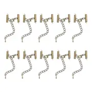10Sets Slide on End Clasps, 16mm Tube Slider Crimp Cord Ends, Bronze Tone