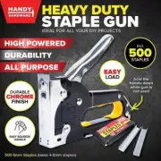 1x New Heavy Duty Staple Gun Stapler Free 500 Staples Fastener Tool Kit Tacker