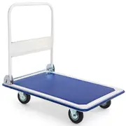 Costway 300kg Platform Trolley Cart Dolly Foldable Push Hand Truck Warehouse Moving Equipment