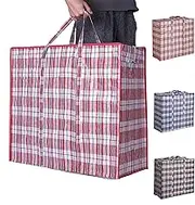 3 pcs Large Storage Laundry Bags,Checkered Travel Duffel Storage Bag with Zipper and Handles for Comforters, Clothes, Bedding, Duvets(70X75X30cm)