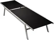 Black Sun Lounger for Outside Beach, Sunbathing, Patio, Pool, Lawn, Deck, Weatherproof Steel Frame, Steel and Textilene