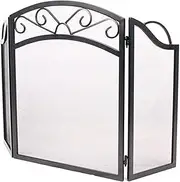 Fireplace Screen Guard, Small Iron Hearth Screen for Electric Fireplace， Kitchen/Bedroom 3 Panel Baby Proof Mesh Curtain with Handle，Guard Fence (Colo