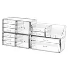 4 Pack Clear Makeup Organizer for Counter,12 Drawers Stackable Skincare