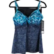 NEW Miraclesuit 8 Royals Myrra Top Tankini Slimming Blue Coastal Beach Pool Swim