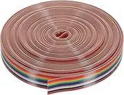 uxcell 1 Pcs 12 Pin Flat Rainbow Ribbon Cable 30 ft 1.27mm Pitch Breadboard Jumper Wires for Electronic Projects