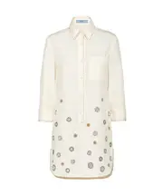 Prada Appliqué-Detailed Button-Up Shirtdress IT36 neutral color