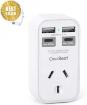 AU to EU Travel Adapter Type E/F w/ 4 USB (2 USB-C) International Plug - Travel